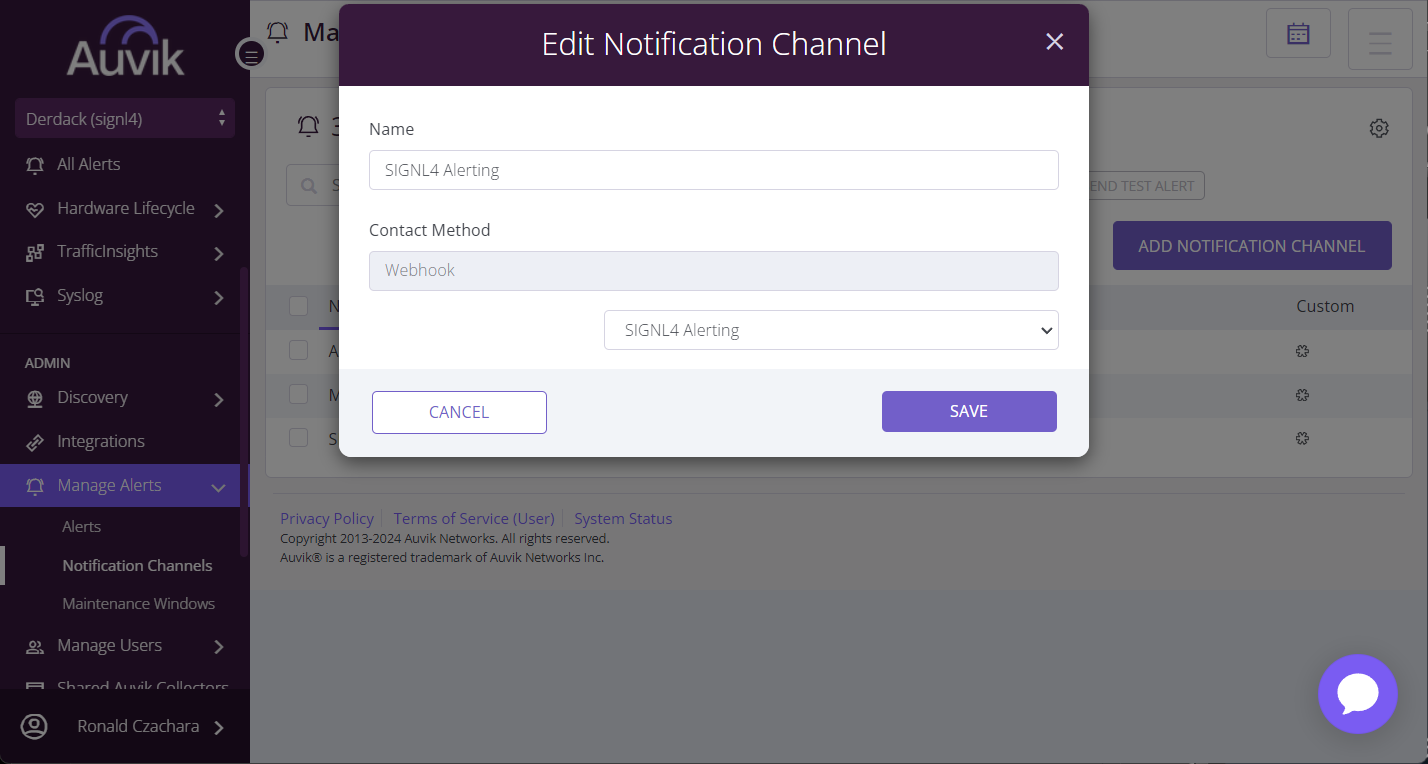 Auvik Notification Channel