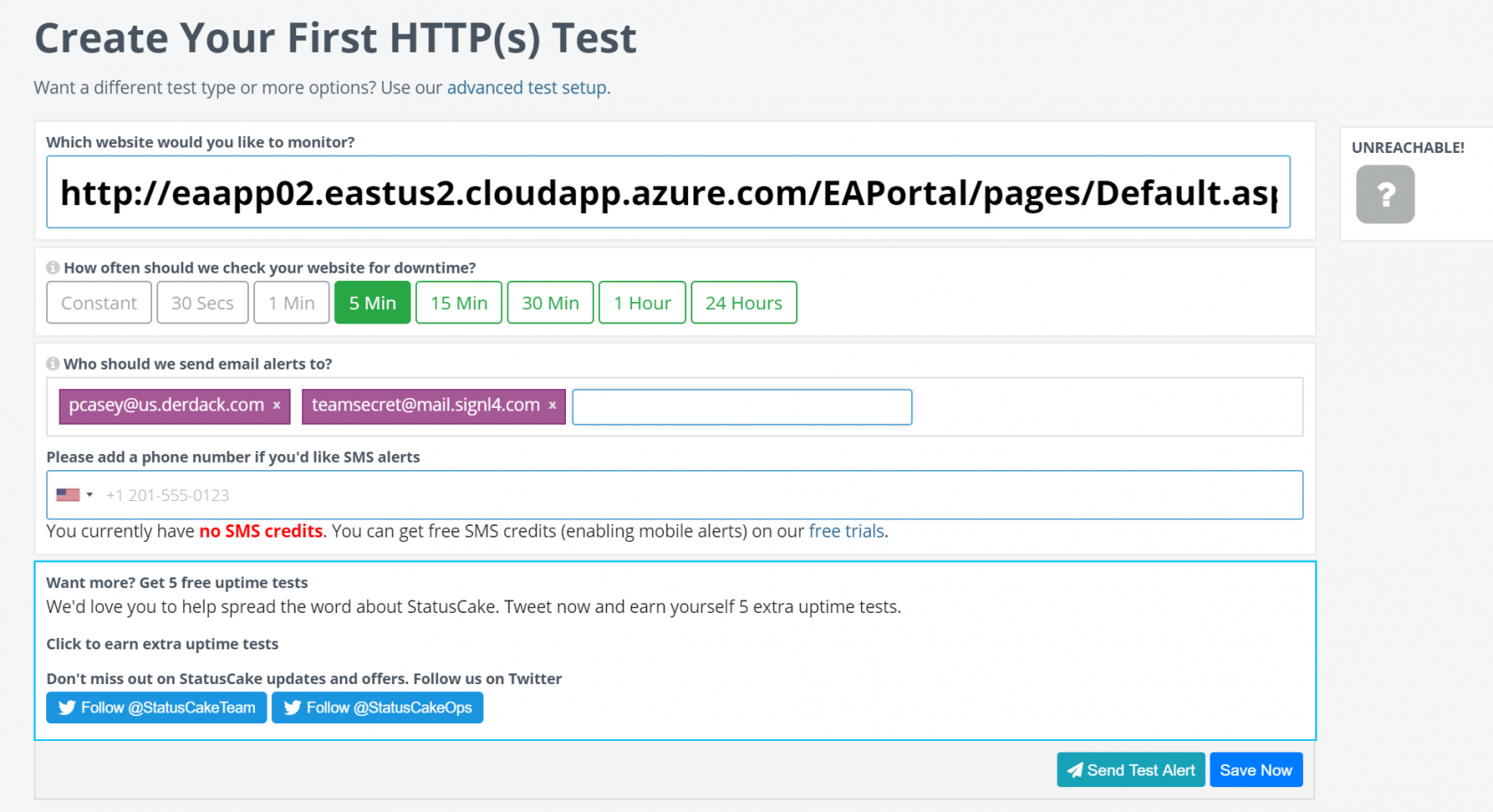 StatusCake Website Test